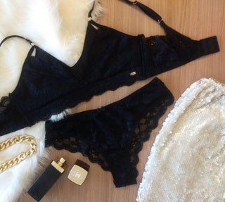 Brazilian Romantic non Padded Mesh and Lace Lingerie Set