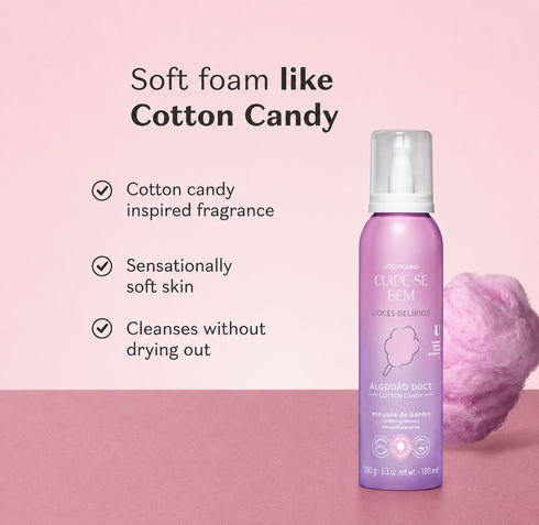 O Boticário Cuide-se Bem Algodão Doce (Cotton Candy) Mousse Soap 180g