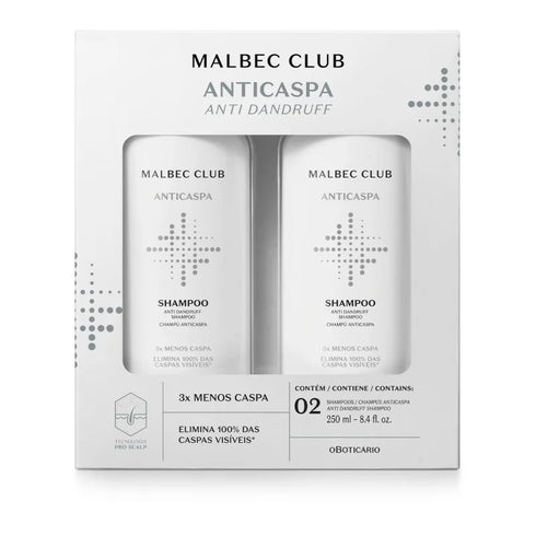 O Boticário Malbec Club Shampoo Anticaspa 2X 250ml