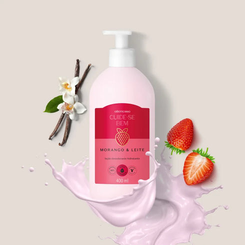 O Boticário Cuide-se Bem Strawberry and Milk Moisturising Deodorant Body Lotion 400ml