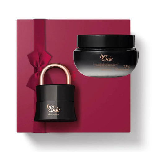 O Boticário Her Code Gift Set: Eau de Parfum 50ml and Velvety Body Cream 250g