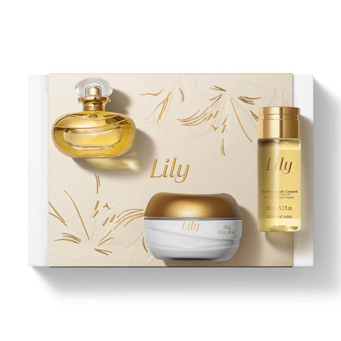 O Boticário Lily Gift Set - EDP 75ml - Satin Moisturiser 250g - Lily Perfumed Oil 150ml