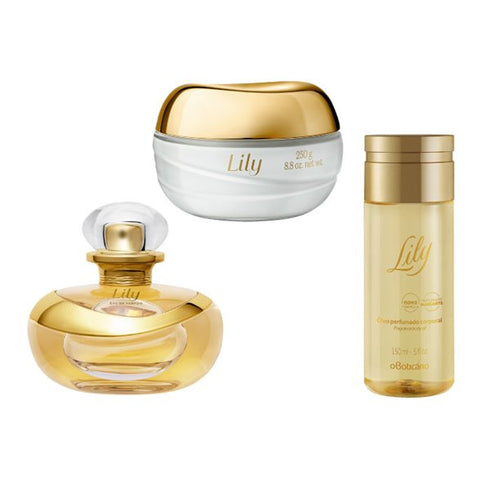 O Boticário Lily Gift Set - EDP 75ml - Satin Moisturiser 250g - Lily Perfumed Oil 150ml