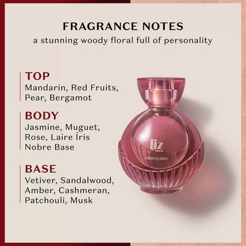 O Boticário Liz Intenso Eau de Toilette Fragrance for Women, Amber Woody Intense