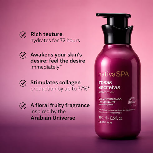 O Boticário Nativa SPA Rosas Secretas Perfumed Body Cream 400ml